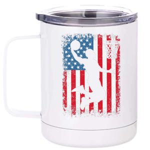 American Flag Basketball Apparel funny Basketball 12 oz Stainless Steel Tumbler Cup