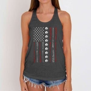 American Flag Baseball Red White Blue 4th Of July Women's Knotted Racerback Tank