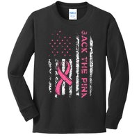 American Flag Back the Pink Breast Cancer Awareness Ribbon Kids Long Sleeve Shirt