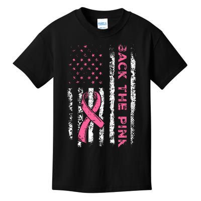 American Flag Back the Pink Breast Cancer Awareness Ribbon Kids T-Shirt