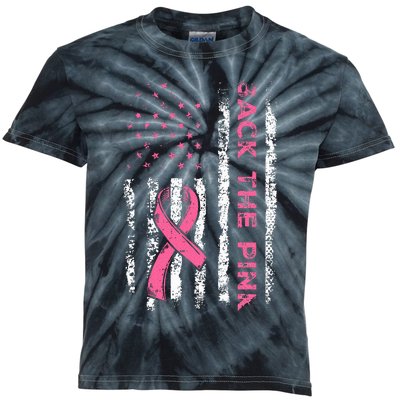 American Flag Back the Pink Breast Cancer Awareness Ribbon Kids Tie-Dye T-Shirt