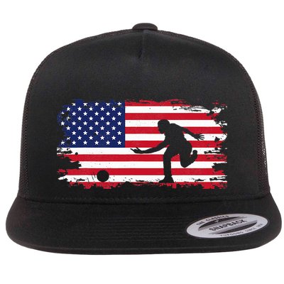 American Flag Bowling Apparel Bowling Flat Bill Trucker Hat