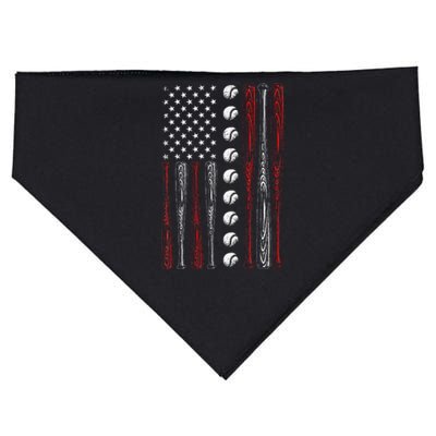 American Flag Baseball Red White Blue 4th Of July USA-Made Doggie Bandana