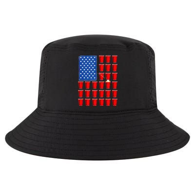 American Flag Beer Pong 4th Of July Drinking Cool Comfort Performance Bucket Hat