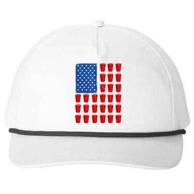 American Flag Beer Pong 4th Of July Drinking Snapback Five-Panel Rope Hat