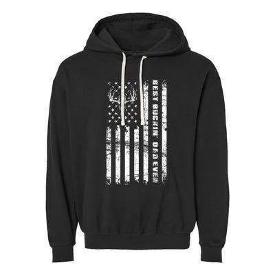 American Flag Best Buckin Dad Ever Gift Deer Hunter Gift Garment-Dyed Fleece Hoodie