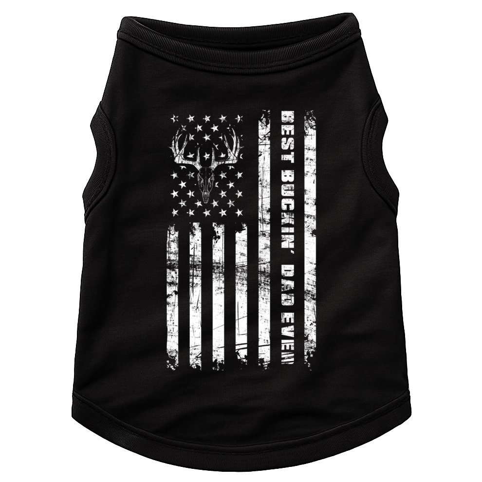 American Flag Best Buckin Dad Ever Gift Deer Hunter Gift Doggie Tank