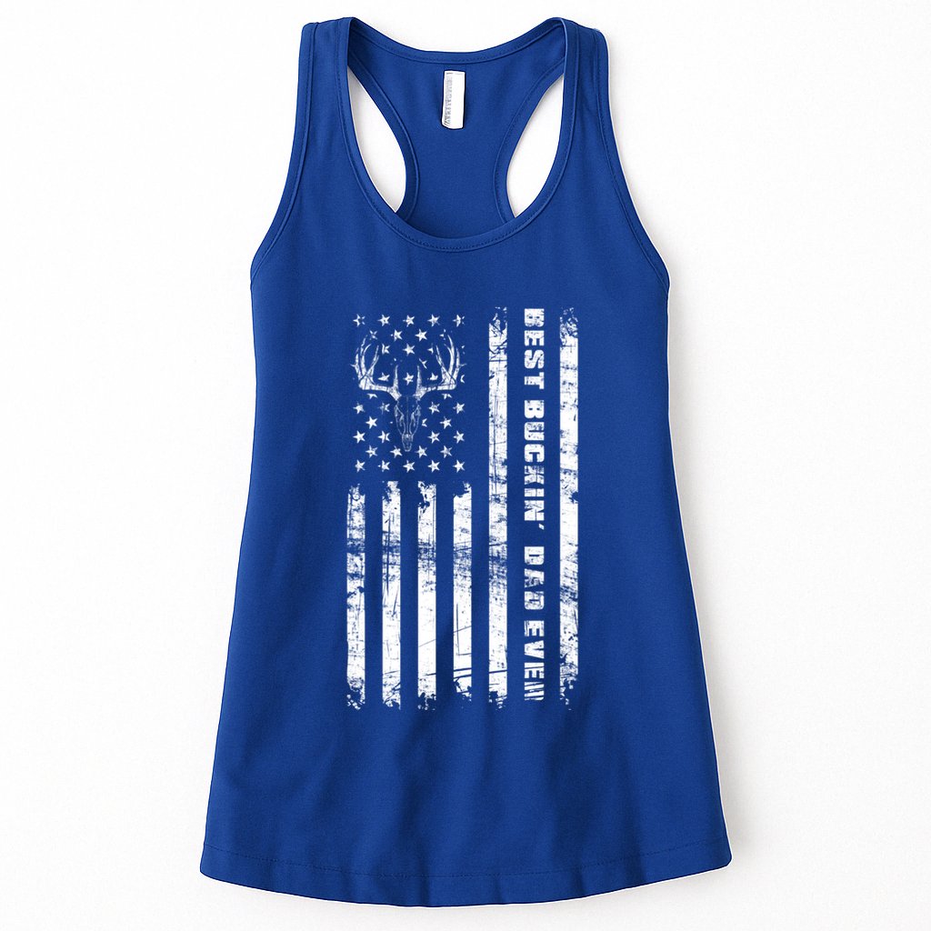 American Flag Best Buckin Dad Ever Gift Deer Hunter Gift Womens Tank Top