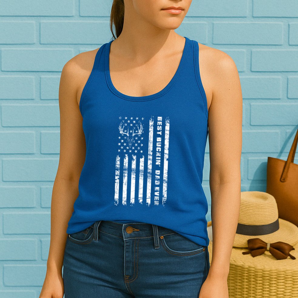 American Flag Best Buckin Dad Ever Gift Deer Hunter Gift Womens Tank Top
