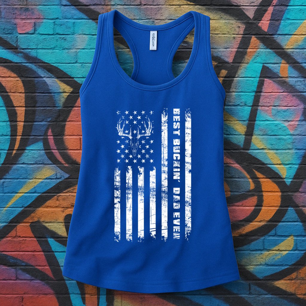 American Flag Best Buckin Dad Ever Gift Deer Hunter Gift Womens Tank Top