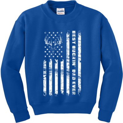 American Flag Best Buckin Dad Ever Gift Deer Hunter Gift Kids Sweatshirt