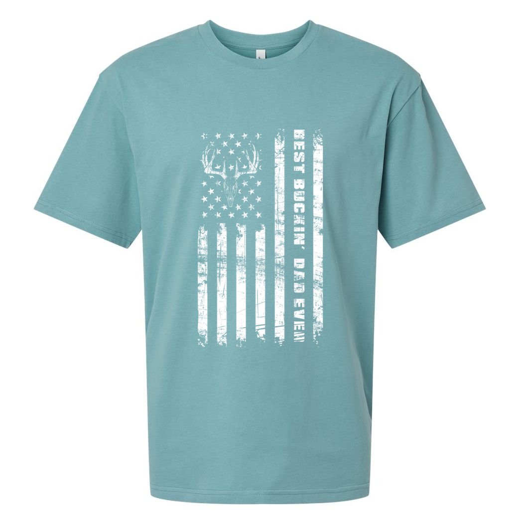 American Flag Best Buckin Dad Ever Gift Deer Hunter Gift Sueded Cloud Jersey T-Shirt