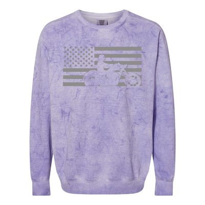 American Flag Biker Motorcycle Colorblast Crewneck Sweatshirt