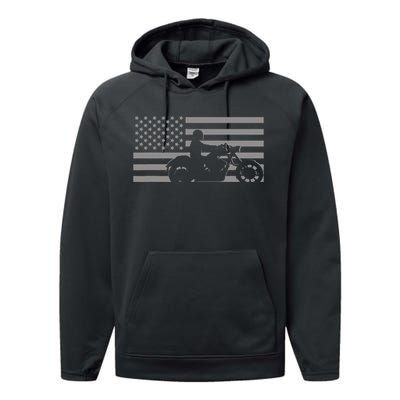 American Flag Biker Motorcycle Performance Fleece Hoodie