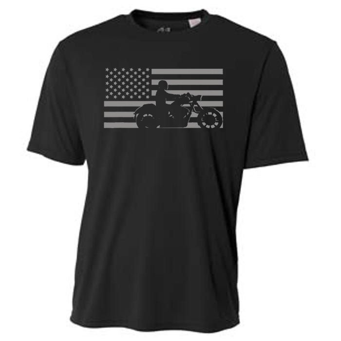 American Flag Biker Motorcycle Cooling Performance Crew T-Shirt