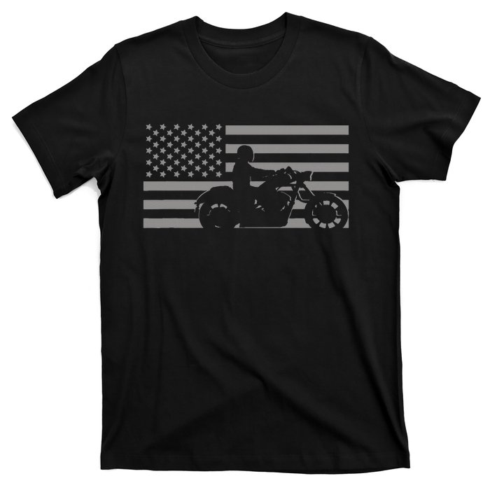 American Flag Biker Motorcycle T-Shirt