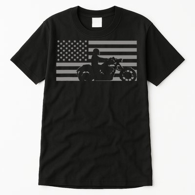 American Flag Biker Motorcycle Tall T-Shirt