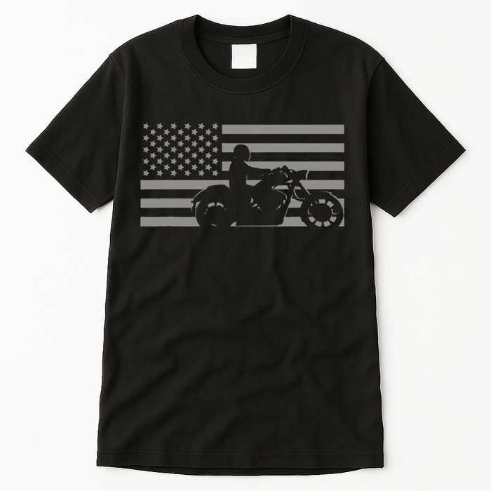 American Flag Biker Motorcycle Tall T-Shirt