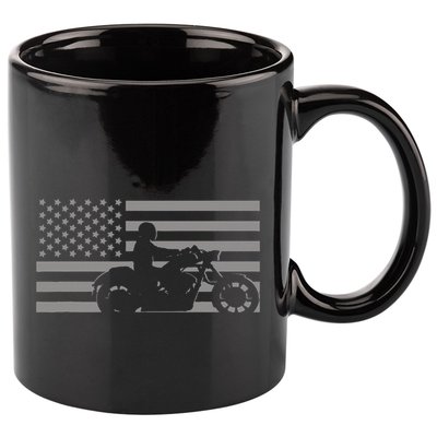American Flag Biker Motorcycle 11oz C Handle Ceramic Mug