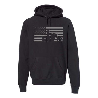 American Flag Biker Motorcycle Premium Hoodie