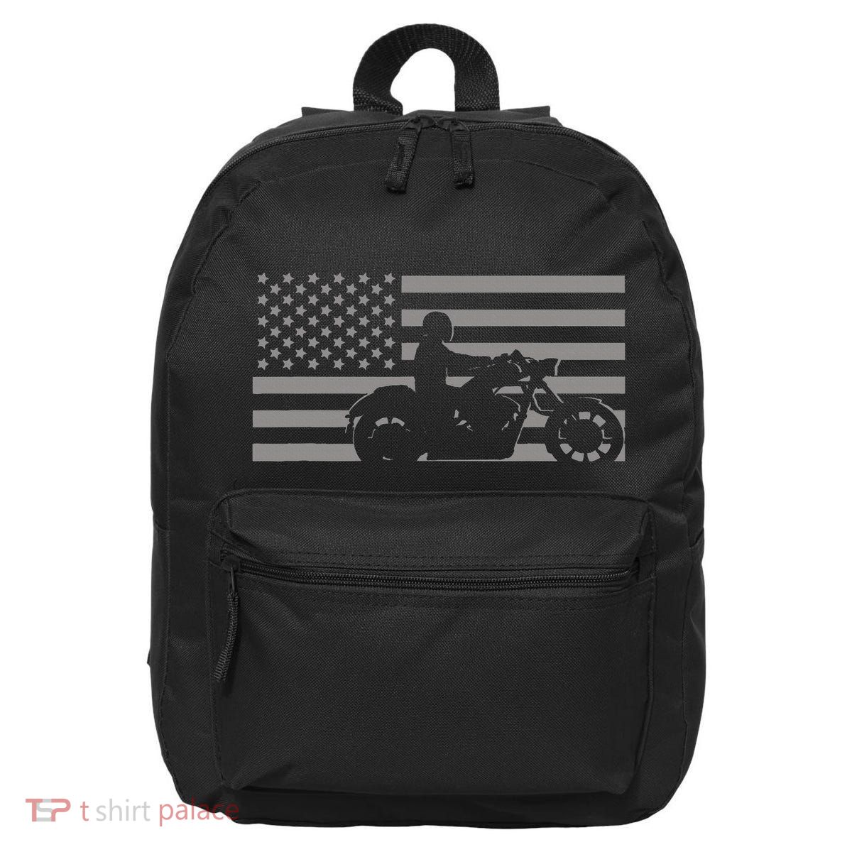 American Flag Biker Motorcycle 16 in Basic Backpack