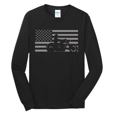 American Flag Biker Motorcycle Tall Long Sleeve T-Shirt