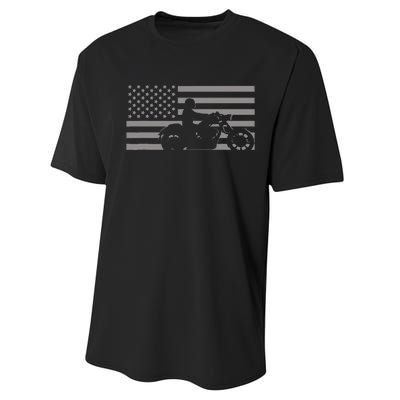 American Flag Biker Motorcycle Performance Sprint T-Shirt