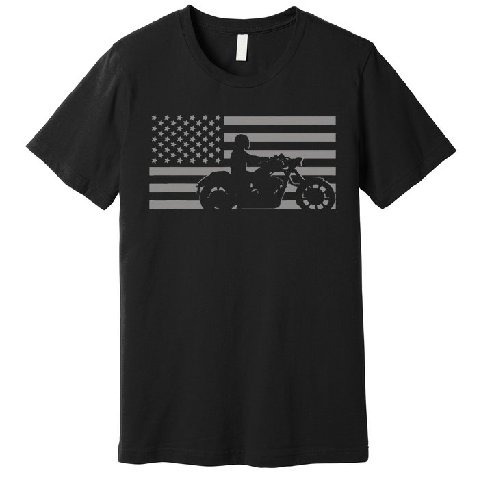 American Flag Biker Motorcycle Premium T-Shirt