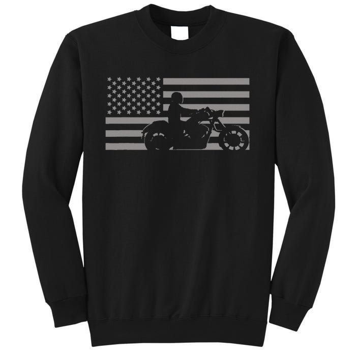 American Flag Biker Motorcycle Tall Sweatshirt