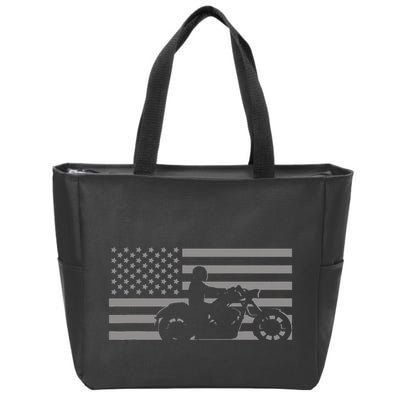 American Flag Biker Motorcycle Zip Tote Bag