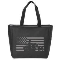 American Flag Biker Motorcycle Zip Tote Bag