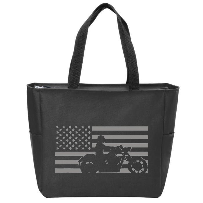 American Flag Biker Motorcycle Zip Tote Bag