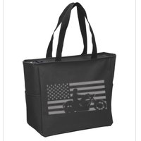 American Flag Biker Motorcycle Zip Tote Bag