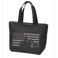 American Flag Biker Motorcycle Zip Tote Bag