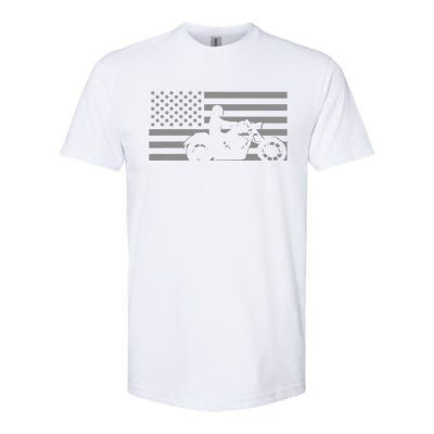 American Flag Biker Motorcycle Softstyle CVC T-Shirt