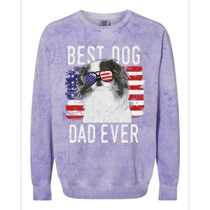 American Flag Best Dog Dad Ever Japanese Chin Usa Colorblast Crewneck Sweatshirt