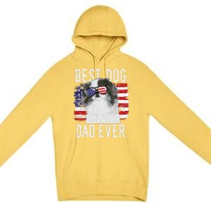 American Flag Best Dog Dad Ever Japanese Chin Usa Premium Pullover Hoodie