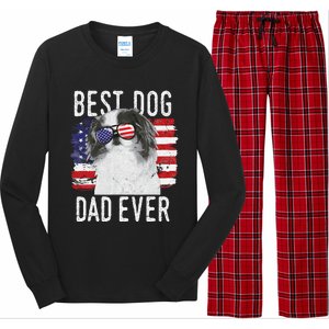 American Flag Best Dog Dad Ever Japanese Chin Usa Long Sleeve Pajama Set