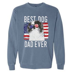 American Flag Best Dog Dad Ever Japanese Chin Usa Garment-Dyed Sweatshirt