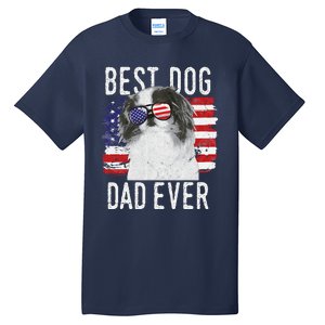 American Flag Best Dog Dad Ever Japanese Chin Usa Tall T-Shirt