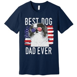 American Flag Best Dog Dad Ever Japanese Chin Usa Premium T-Shirt