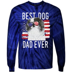 American Flag Best Dog Dad Ever Japanese Chin Usa Tie-Dye Long Sleeve Shirt