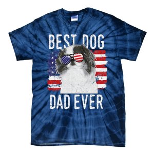 American Flag Best Dog Dad Ever Japanese Chin Usa Tie-Dye T-Shirt