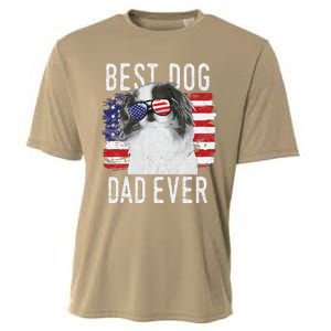 American Flag Best Dog Dad Ever Japanese Chin Usa Cooling Performance Crew T-Shirt