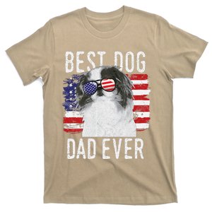 American Flag Best Dog Dad Ever Japanese Chin Usa T-Shirt