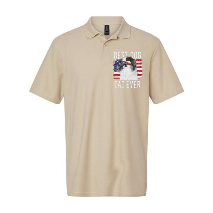 American Flag Best Dog Dad Ever Japanese Chin Usa Softstyle Adult Sport Polo