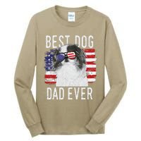 American Flag Best Dog Dad Ever Japanese Chin Usa Tall Long Sleeve T-Shirt