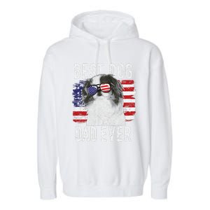 American Flag Best Dog Dad Ever Japanese Chin Usa Garment-Dyed Fleece Hoodie