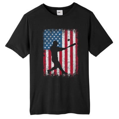 American Flag Baseball Team Funny Baseball Player Tall Fusion ChromaSoft Performance T-Shirt