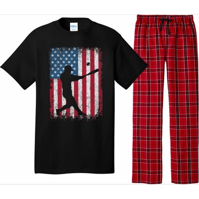 American Flag Baseball Team Funny Baseball Player Pajama Set